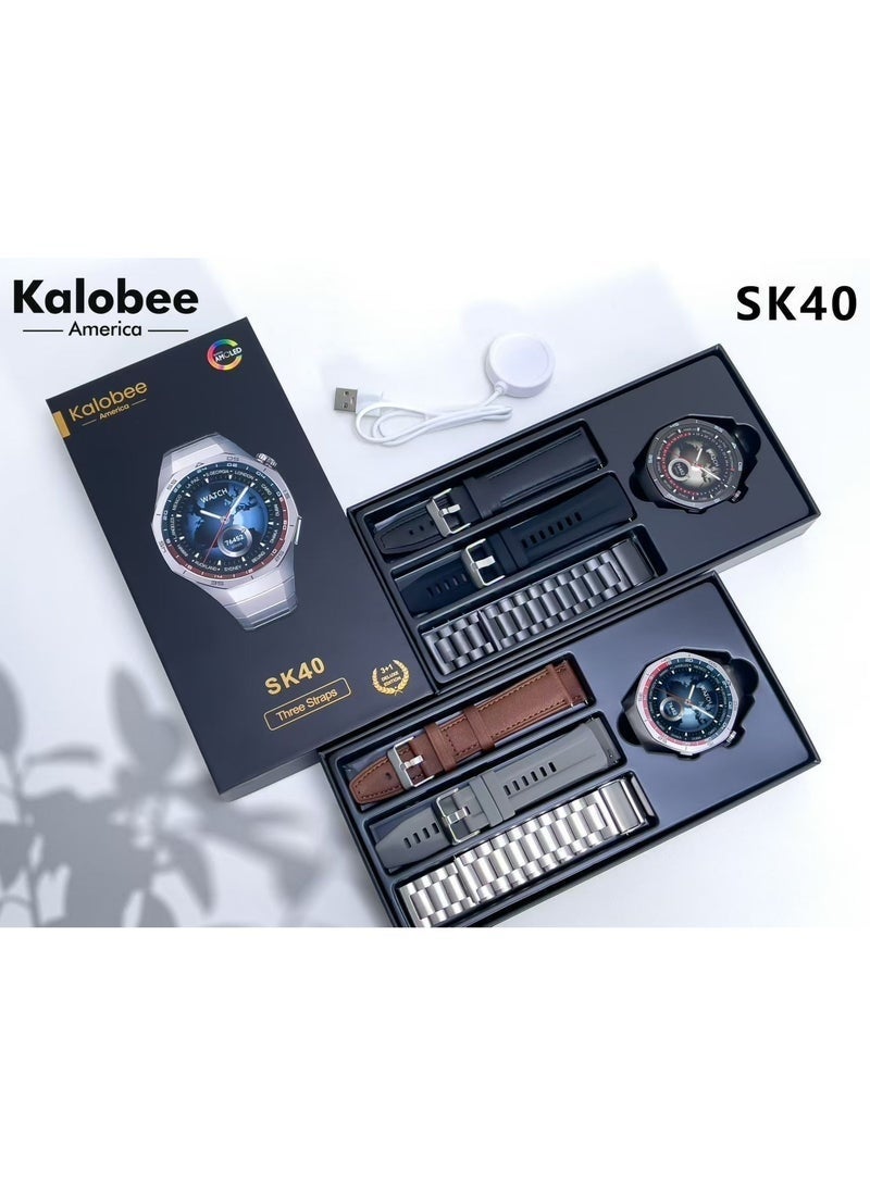 Kalobee SK40 Smart Watch | AMOLED Display | 3 Straps Included | Bluetooth Calling | Premium Edition | Fitness Tracker, Heart Rate & Sleep Monitoring | Stylish & Durable Smartwatch for Men & Women - Image 1