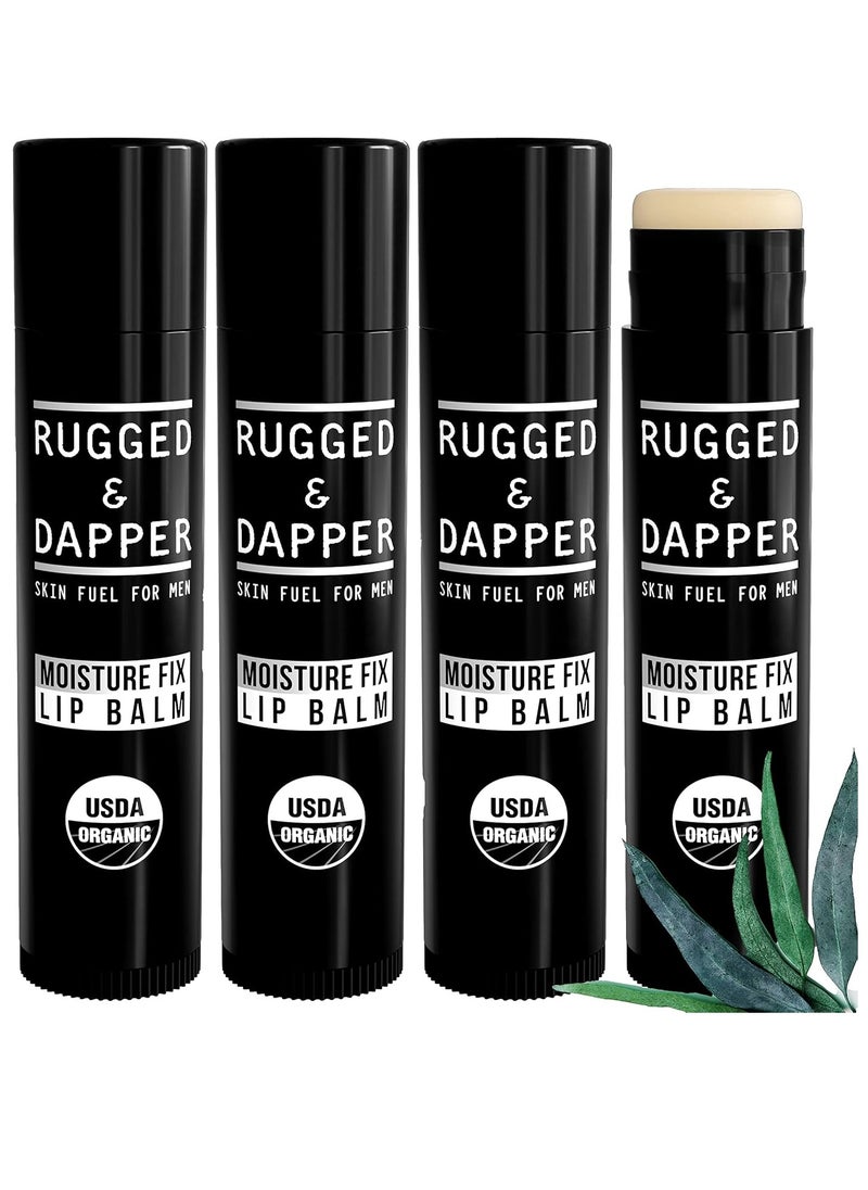 RUGGED & DAPPER RUGGED & DAPPER Lip Balm for Men | Certified Organic + Natural Ingredients | 4-Pack Set Protects Dry + Chapped Lips  - Image 1