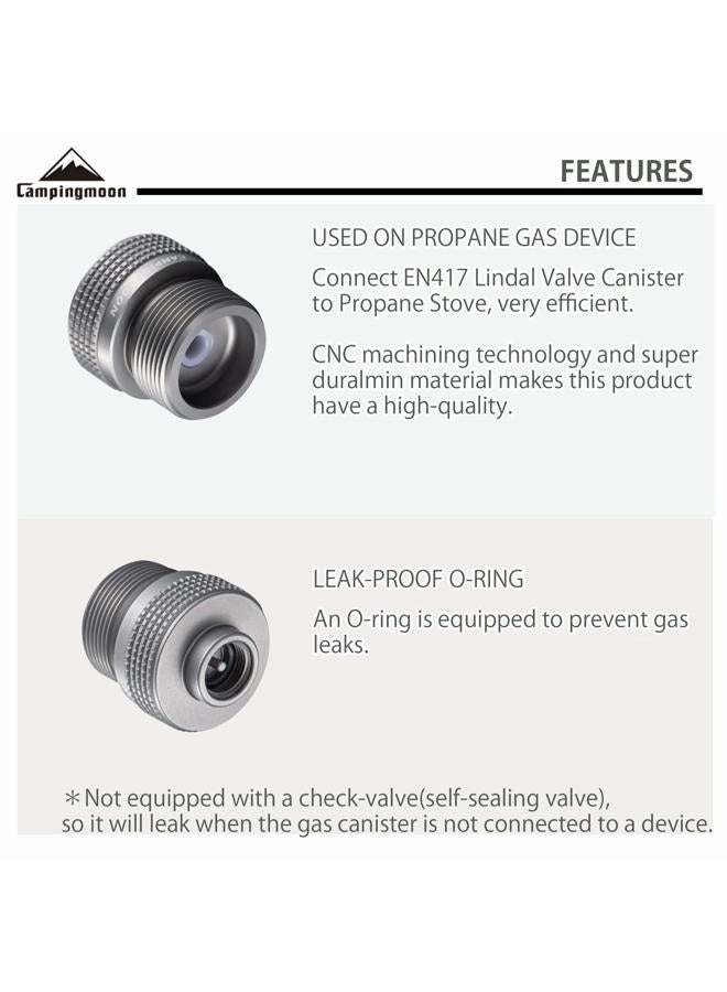 camping moon Grill Propane Gas Stove Adapter, Input: EN417 Lindal Valve Canister, Output: Propane Gas Stove Z20 - Image 3