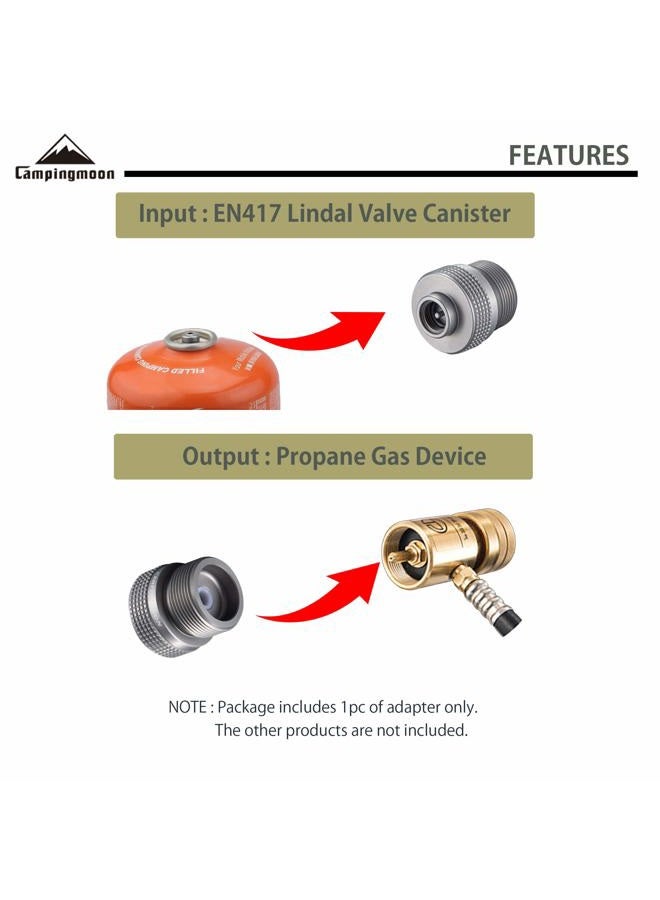 camping moon Grill Propane Gas Stove Adapter, Input: EN417 Lindal Valve Canister, Output: Propane Gas Stove Z20 - Image 4