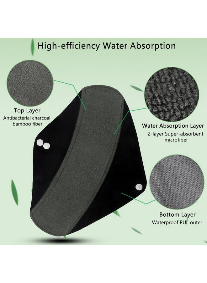 TopDirect Reusable Bamboo Sanitary Towels Pads, TopDirect 8 Pack Medium & Large (9.06" & 11.02") Heavy Flow Night Pads Washable Cloth Menstrual Pad with Wet Bag for Women - Image 4