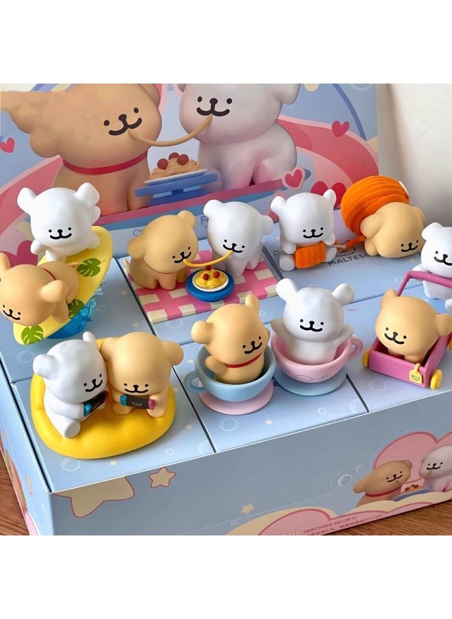 Generic - [4697 People's Collection] Line Puppy Happy Series Blind Box Hand-held Cute Doll Doll Table Around-Color:#The Whole Set Of Six Non-duplicate [watch The Puppy In A Row] In A Bag - Image 1