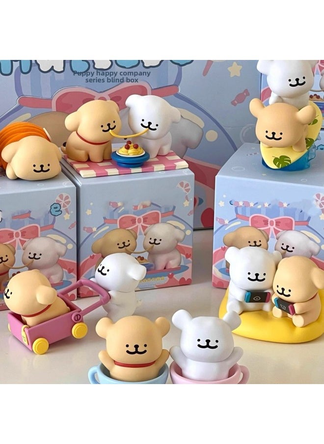 Generic - [4697 People's Collection] Line Puppy Happy Series Blind Box Hand-held Cute Doll Doll Table Around-Color:#The Whole Set Of Six Non-duplicate [watch The Puppy In A Row] In A Bag - Image 1