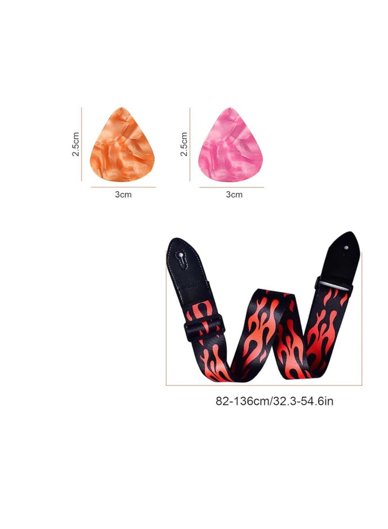 Adjustable Guitar Strap, Guitar Strap, Acoustic Guitar Strap, Adjustable Guitar Shoulder Strap, Guitar Strap Set for Electric and Acoustic Guitars, Basses, Electric & Western Guitars with 5 Picks - Image 2