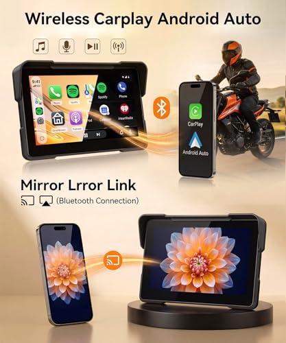 KYNNT 7 Motorcycle Wireless CarPlay GPS Navigation System Android Auto Portable CarPlay Screen for Motorcycle Dual Bluetooth Car Play Moto Siri Google Assistant EQ IP67 Waterproof Moto Screen - Image 3