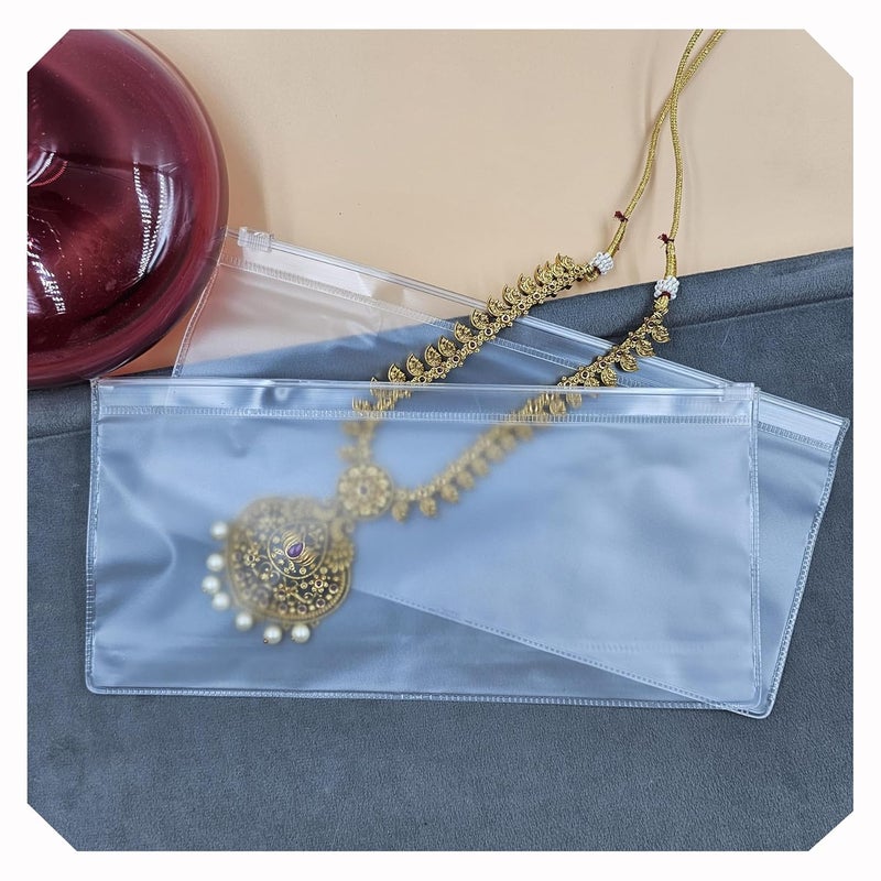 ELDE Pack of 15 Jewellery Storage Zip Lock Pouch - Jewellery Pouch for Storage, Travel Accessories Bags, Cosmetic Pouches, Storage Organizer, Jewellery Organiser, Transparent Pouches (L 4x9 Inch) - Image 1
