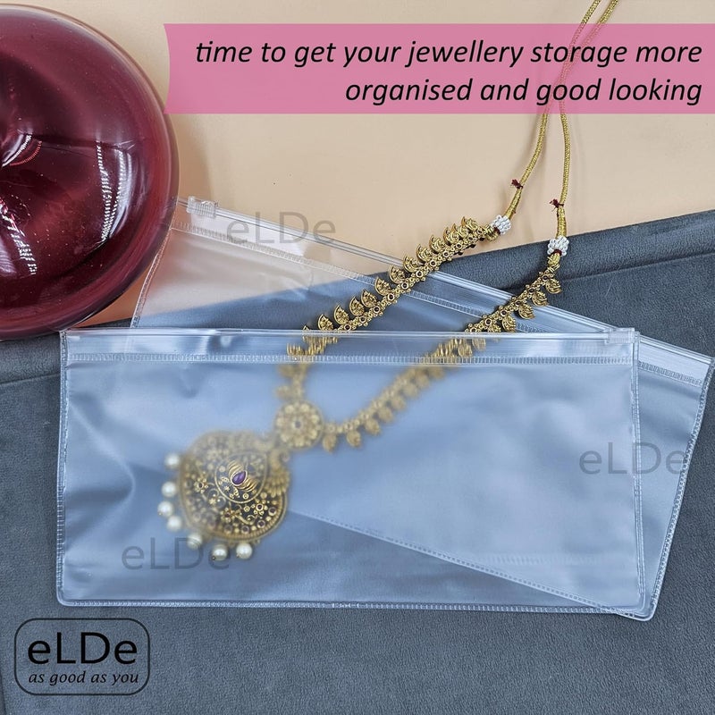 ELDE Pack of 15 Jewellery Storage Zip Lock Pouch - Jewellery Pouch for Storage, Travel Accessories Bags, Cosmetic Pouches, Storage Organizer, Jewellery Organiser, Transparent Pouches (L 4x9 Inch) - Image 5