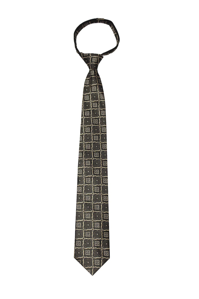 LEONARDI Men’s Formal Zipper tie | Handmade | Microfiber | Standard Size | Premium fabric | Superior Zip | Packaging - Folder | Colour -black & green(Set of 1… - Image 2