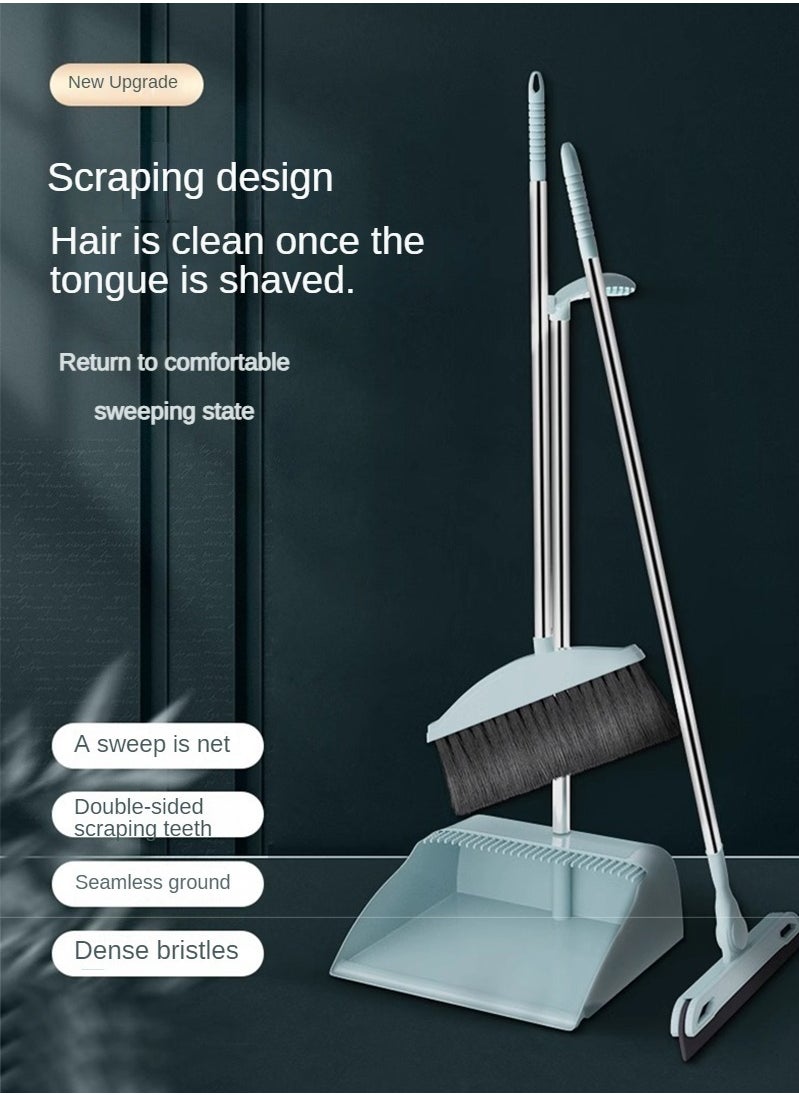 Haidue - Long Hand Dust Pan with Broom Wiper Combination Cleaning Tools for Household 3 in 1 Long Handle Dustpan Brush Scraper Set - Image 1