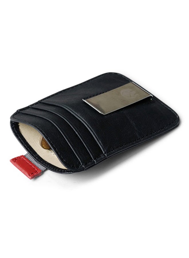 مشبك نقود وحافظة بطاقات نحيفة بشكل كلاسيكي من الجلد أسود - Image 5