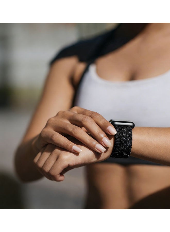 سوار مضفر بمشبك مغناطيسي متوافق مع سوار ساعة أبل مقاس 46 مم، حزام رياضي من النايلون لساعة iWatch مقاس 10 بوصات للرجال والنساء - Image 5