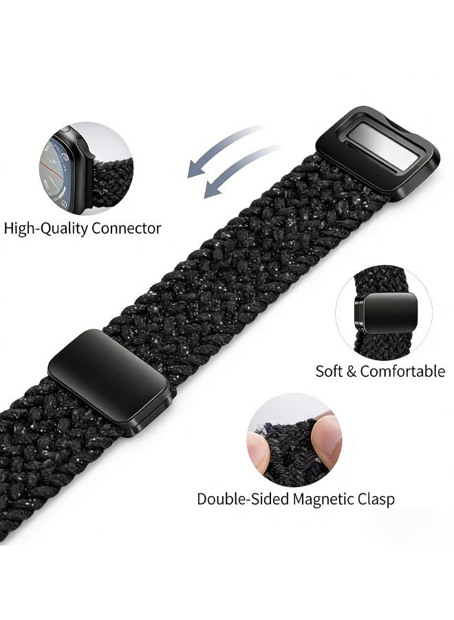 سوار مضفر بمشبك مغناطيسي متوافق مع سوار ساعة أبل مقاس 46 مم، حزام رياضي من النايلون لساعة iWatch مقاس 10 بوصات للرجال والنساء - Image 3