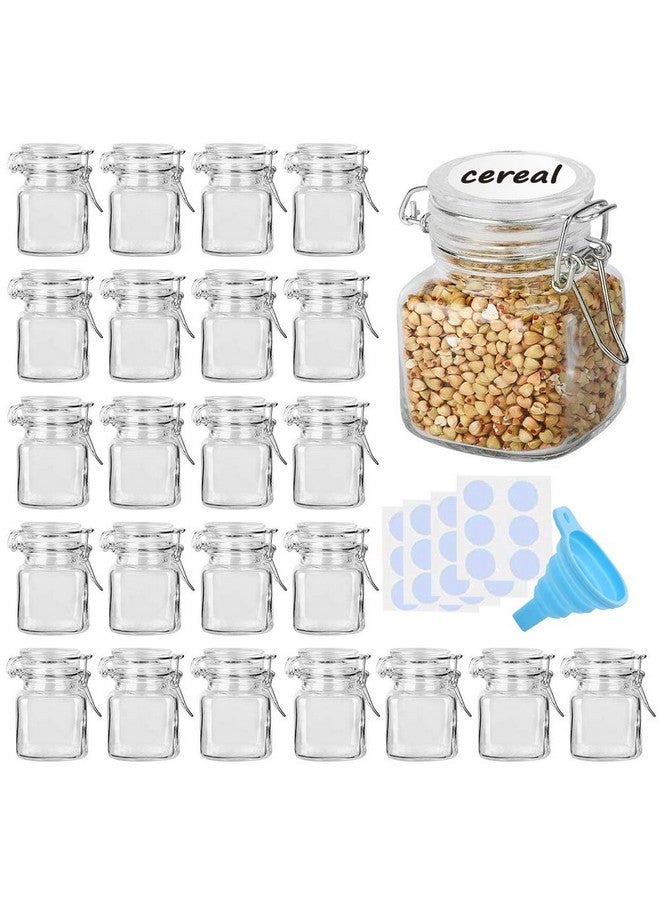 SPANLA Spice Jars, 24 Pack 4oz Small Glass Jars with Airtight Hinged Lid, With 24 Spice Labels & Silicone Funnels, Airtight Glass Jars for Spices, Condiments Herb Seasoning Art Craft Storage - Image 1
