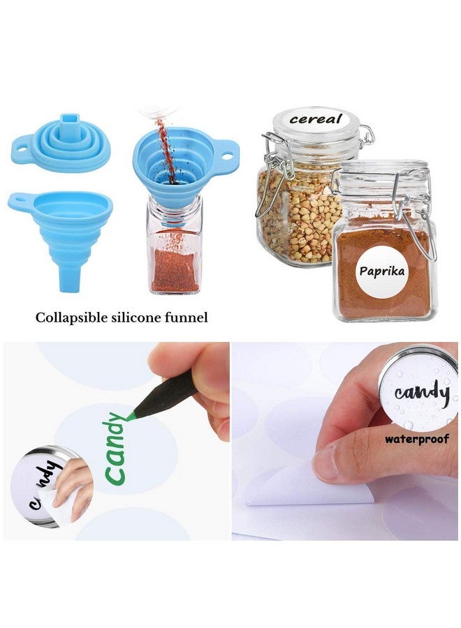 SPANLA Spice Jars, 24 Pack 4oz Small Glass Jars with Airtight Hinged Lid, With 24 Spice Labels & Silicone Funnels, Airtight Glass Jars for Spices, Condiments Herb Seasoning Art Craft Storage - Image 3