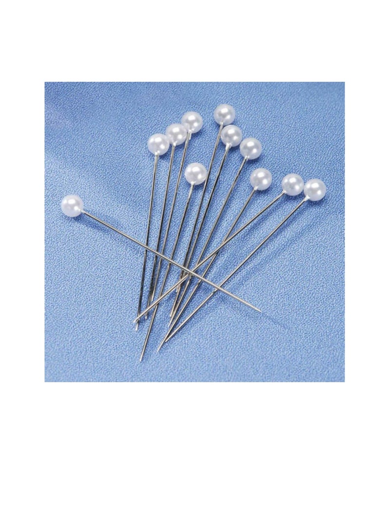 دبابيس كورساج رأس لؤلؤي أبيض 2 بوصة 144 قطعة - Image 1