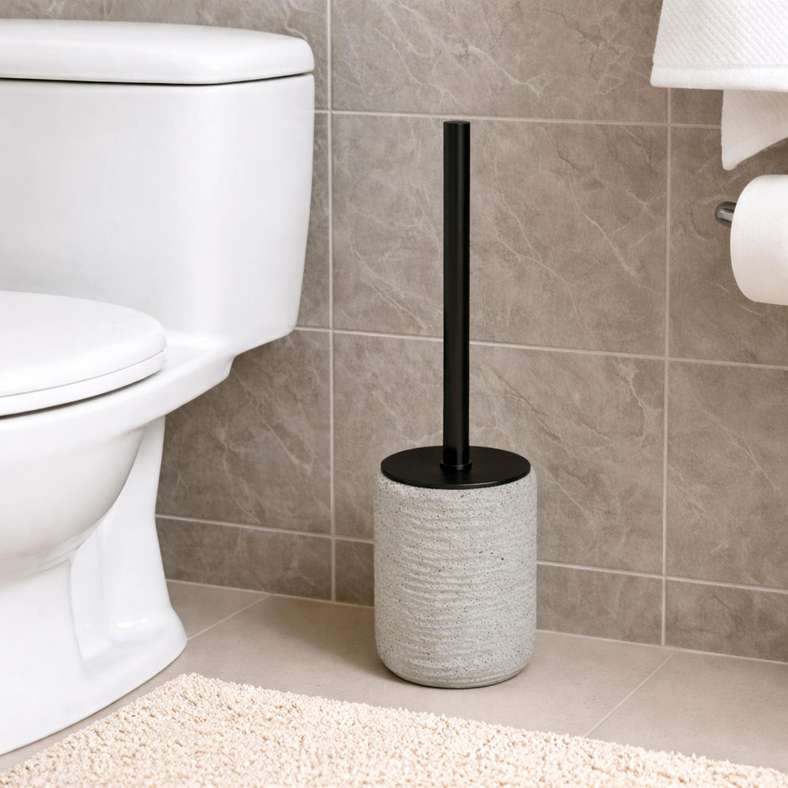 Pan Home Tuscany Polyresin Toilet Brush Holder 9.5x9.5x11.5cm - Beige - 211HEL9900804 - Image 1