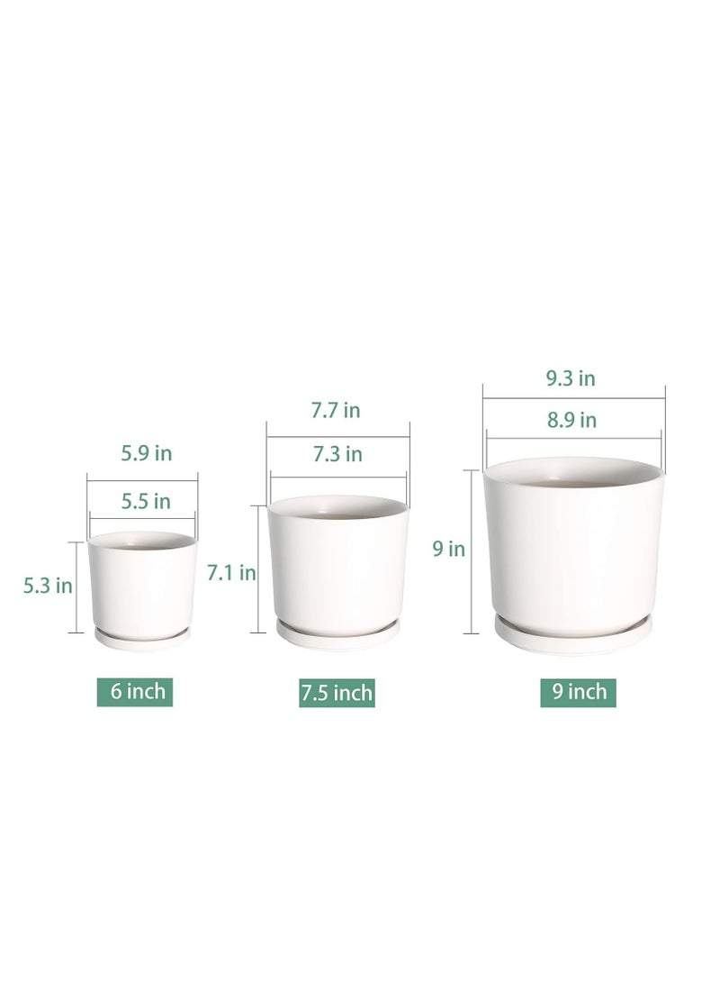 White Ceramic Flower Pots with Drainage Hole Succulent Garden Pots For Indoor And Outdoor