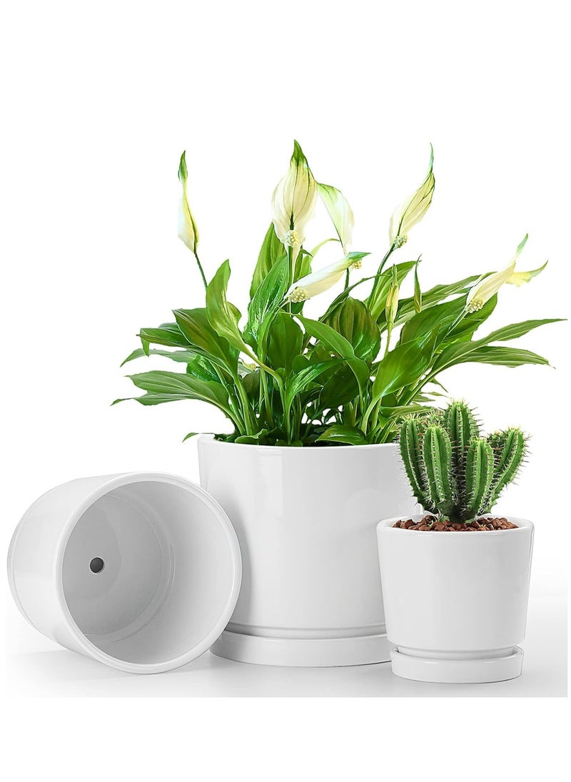 vsell24 White Ceramic Flower Pots with Drainage Hole Succulent Garden Pots For Indoor And Outdoor  - Image 3