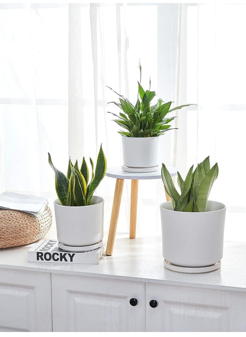 vsell24 White Ceramic Flower Pots with Drainage Hole Succulent Garden Pots For Indoor And Outdoor  - Image 5