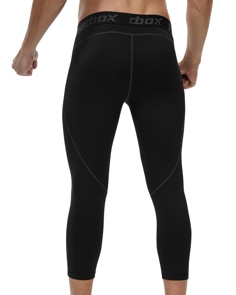 Roadbox Mens 3/4 Compression Pants, Athletic Running Legging Tights, Spandex Base Layer Workout Baseketball Gym - Image 4