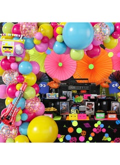 Sowide Back to 90S 80S Theme Party Balloons Garland Party Decorations, Rose Red Green Yellow Blue Pink Confetti Balloons with Radio and Guitar Balloons for Back to 90's 80's Hip Pop Party Decor  - Image 5