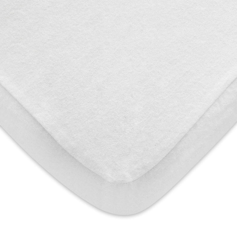Moonsea Pack and Play Sheet, 100% Cotton Flannel, Fitted Portable Mini Crib Sheet for Girls Boys, Ultra Soft Breathable Convertible Playard Mattress Cover, Playard Playpen Sheet Warm, White - Image 1