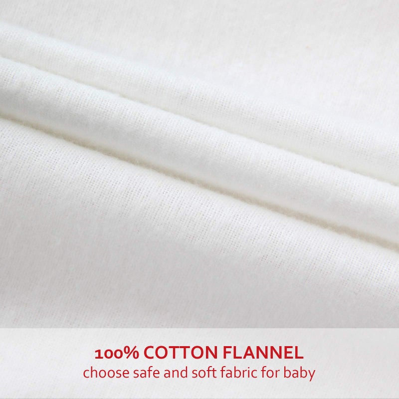 Moonsea Pack and Play Sheet, 100% Cotton Flannel, Fitted Portable Mini Crib Sheet for Girls Boys, Ultra Soft Breathable Convertible Playard Mattress Cover, Playard Playpen Sheet Warm, White - Image 2