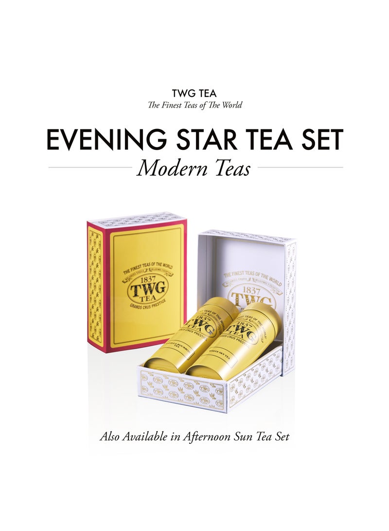 TWG Tea Evening Star Tea Set in Modern Tea Tin Gift Box - Vanilla Bourbon Tea, White Sky Tea (2 x 100g) - Image 2