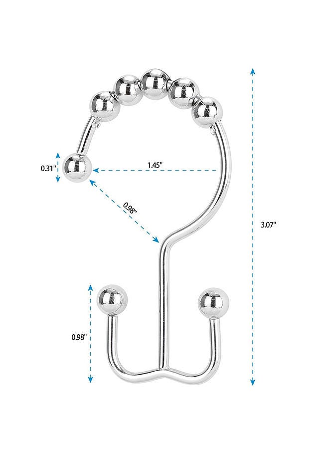 نيبمينينت طقم ستائر حمام من الستانلس ستيل بخطاف مزدوج مكون 12 قطعة الكروم 10.00X3.00X6.00سم - Image 2