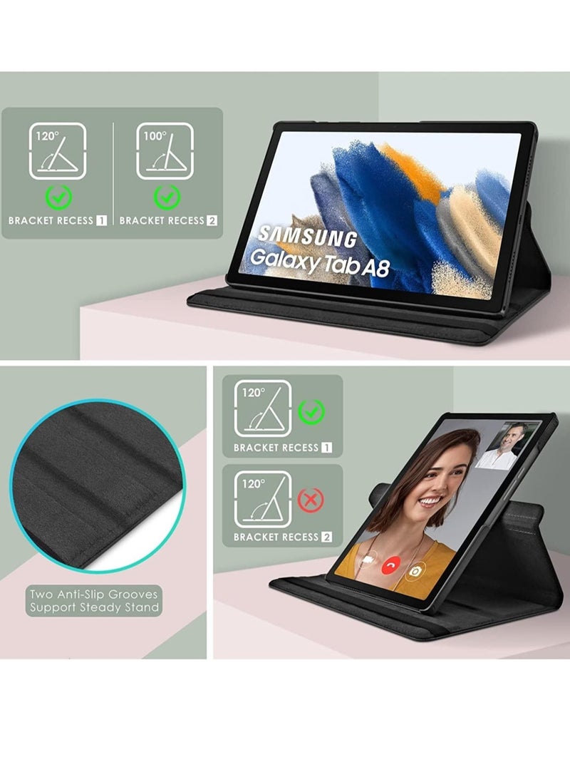 Case Compatible with Galaxy Tab A8 10.5" Case (SM-X200/X205/X207), Galaxy Tab A8 Case 10.5 inch,Auto Sleep/Wake 360° Rotating Stand Folio Leather Case for Tab A8 2022