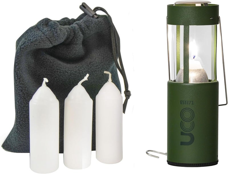 UCO UCO Original Candle Lantern Value Pack with 3 Candles and Storage Bag Original Size Powder Coated Forest 