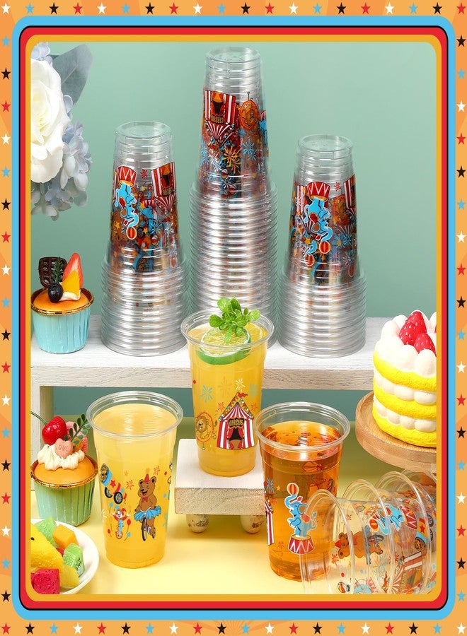 73Hours 50 Pcs Circus Cups 12 oz Plastic Circus Birthday Cups Clear Circus Disposable Cups Circus Theme Drinking Cups for Home Party Circus Theme Birthday Baby Shower Supplies Decoration (Circus) - Image 4