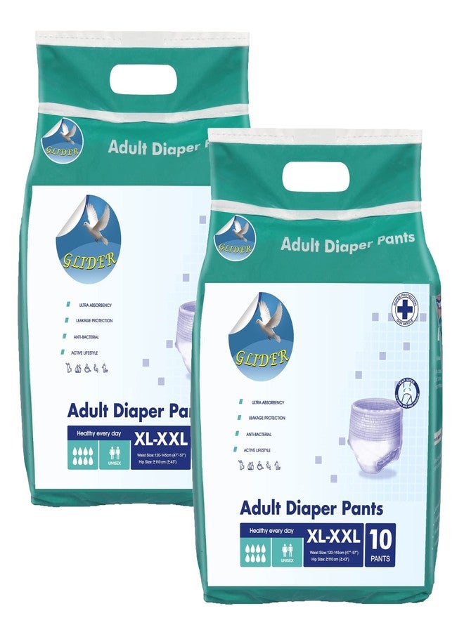 جلايدر [إشعار إطلاق جديد] حفاضات غلايدر للكبار مقاس XL-XXL مع قدرة امتصاص فائقة - 120-145 سم، 47-57 بوصة ((عبوة من قطعتين (20 قطعة)) - Image 1