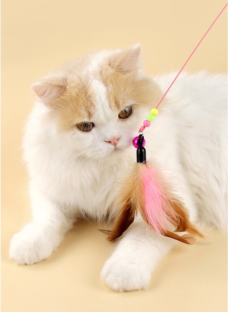 Interactive Cat Teaser Fishing Poles Bells Fish Design Engaging Cat Toys for Indoor Play and Exercise（Bird Feathers） - Image 4