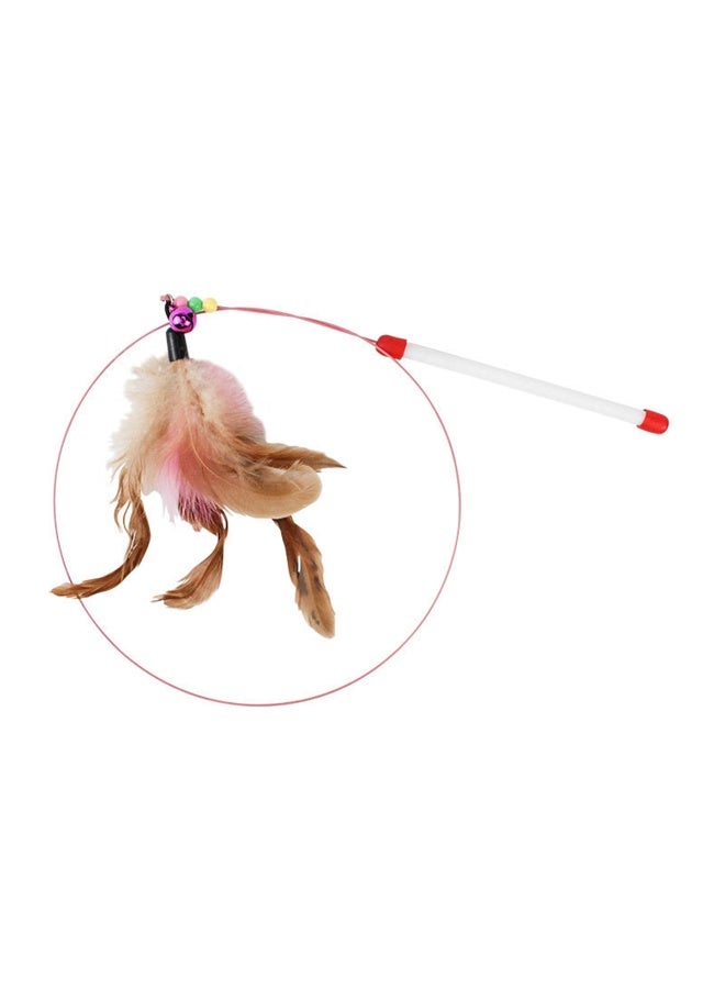 Interactive Cat Teaser Fishing Poles Bells Fish Design Engaging Cat Toys for Indoor Play and Exercise（Bird Feathers） - Image 1