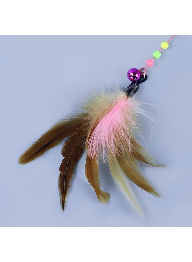 Interactive Cat Teaser Fishing Poles Bells Fish Design Engaging Cat Toys for Indoor Play and Exercise（Bird Feathers） - Image 2