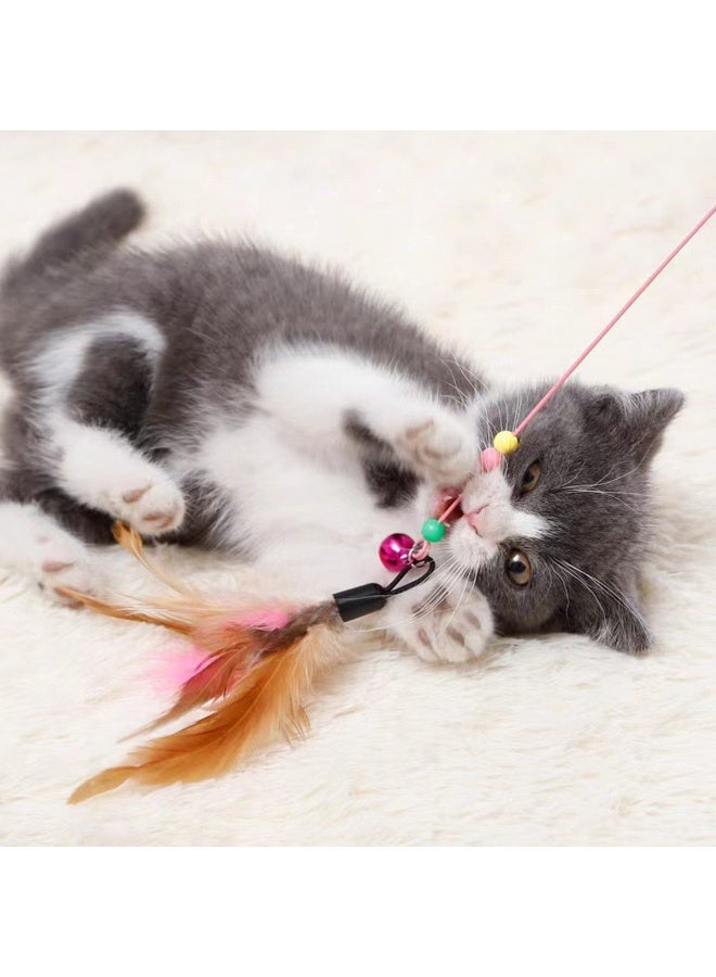 Interactive Cat Teaser Fishing Poles Bells Fish Design Engaging Cat Toys for Indoor Play and Exercise（Bird Feathers） - Image 3