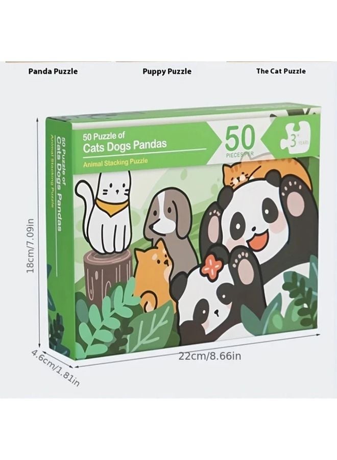 Wooden Animal Puzzle Featuring The Cat For Stacking And  Gifts - Image 3