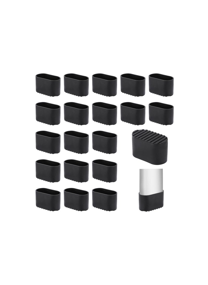 SYOSI - Oval Plastic Chair Leg Caps, Small Leg Caps Furniture Table Leg Covers, Outdoor Chair Leg Floor Protectors Patio Chair Feet Caps, 1.5" X 0.7" for Tables, Chairs, Stools, and More(50 Pcs )(Black ) - Image 1