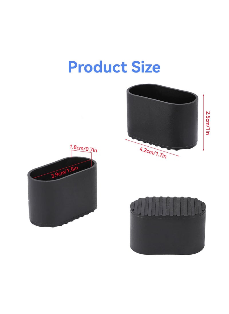 SYOSI - Oval Plastic Chair Leg Caps, Small Leg Caps Furniture Table Leg Covers, Outdoor Chair Leg Floor Protectors Patio Chair Feet Caps, 1.5" X 0.7" for Tables, Chairs, Stools, and More(50 Pcs )(Black ) - Image 1