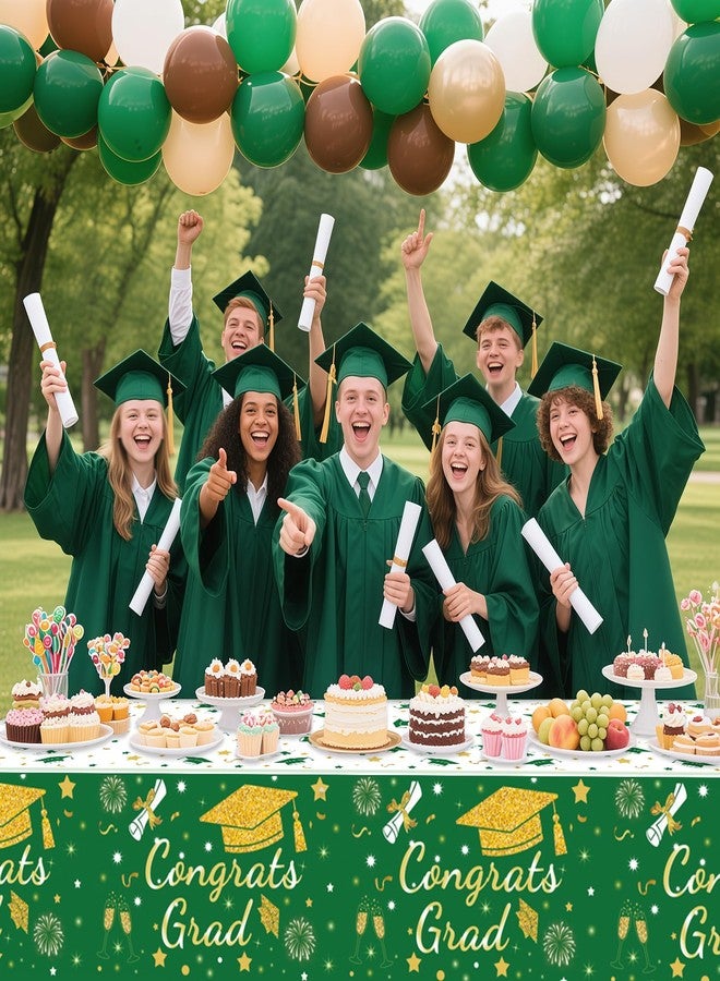 MEIDUO 2026 Graduation Tablecloth, 3-Pack - 54" x 108" Green and Gold Congrats Grad Disposable Plastic Table Covers for College/High School Class of 2026 Graduation Party Decorations Supplies. - Image 4