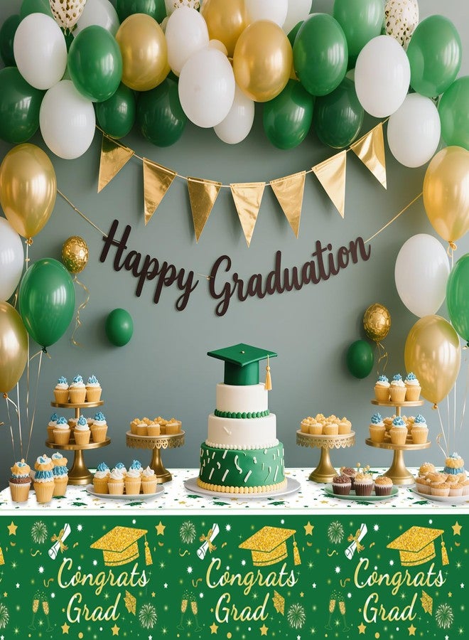 MEIDUO 2026 Graduation Tablecloth, 3-Pack - 54" x 108" Green and Gold Congrats Grad Disposable Plastic Table Covers for College/High School Class of 2026 Graduation Party Decorations Supplies. - Image 5