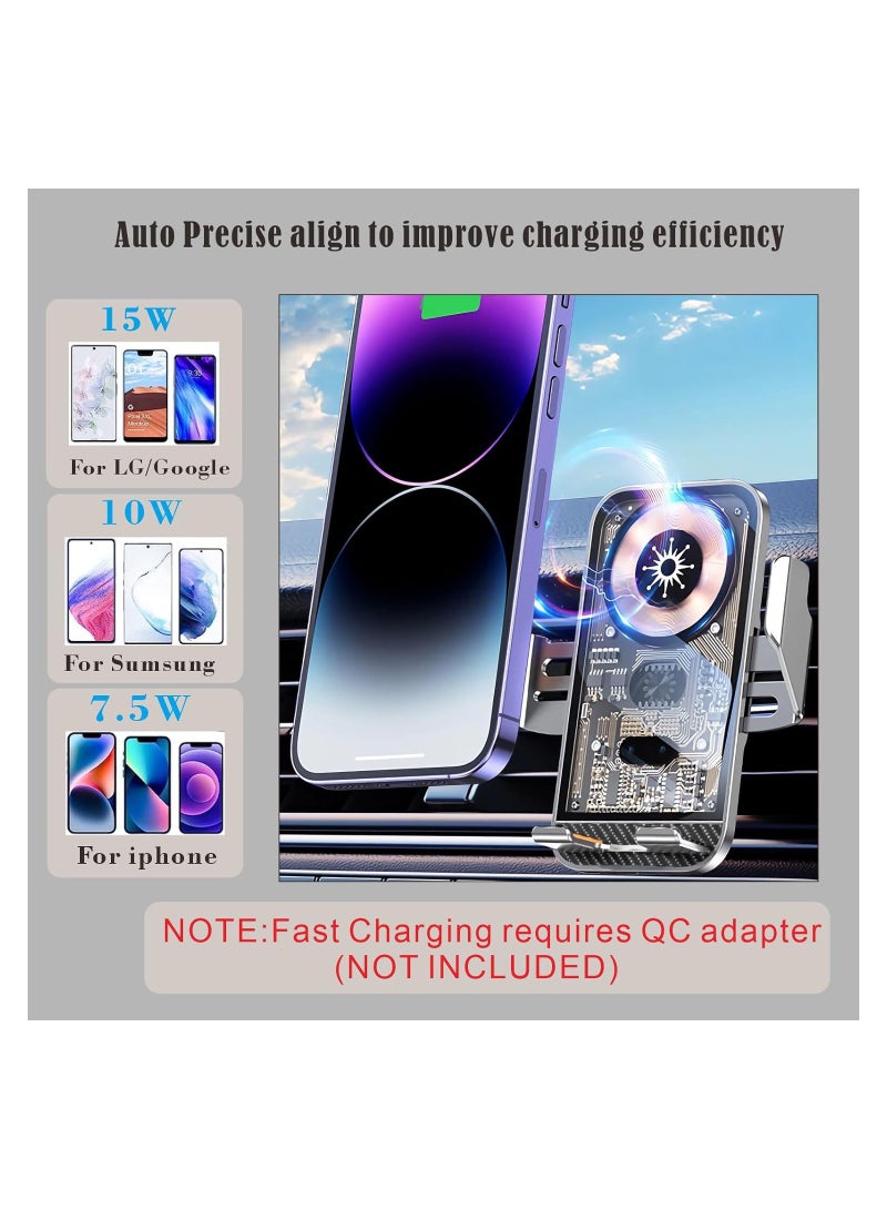 Wireless Car Charger Mount, Fast Charging Auto Clamping Car Charger holder For iPhone/Samsung For IPhone 15 14 13 12 11 Pro, For Samsung Galaxy S23 Ultra S22 S21 S20, S10+ S9+, Car Accessories - Image 4