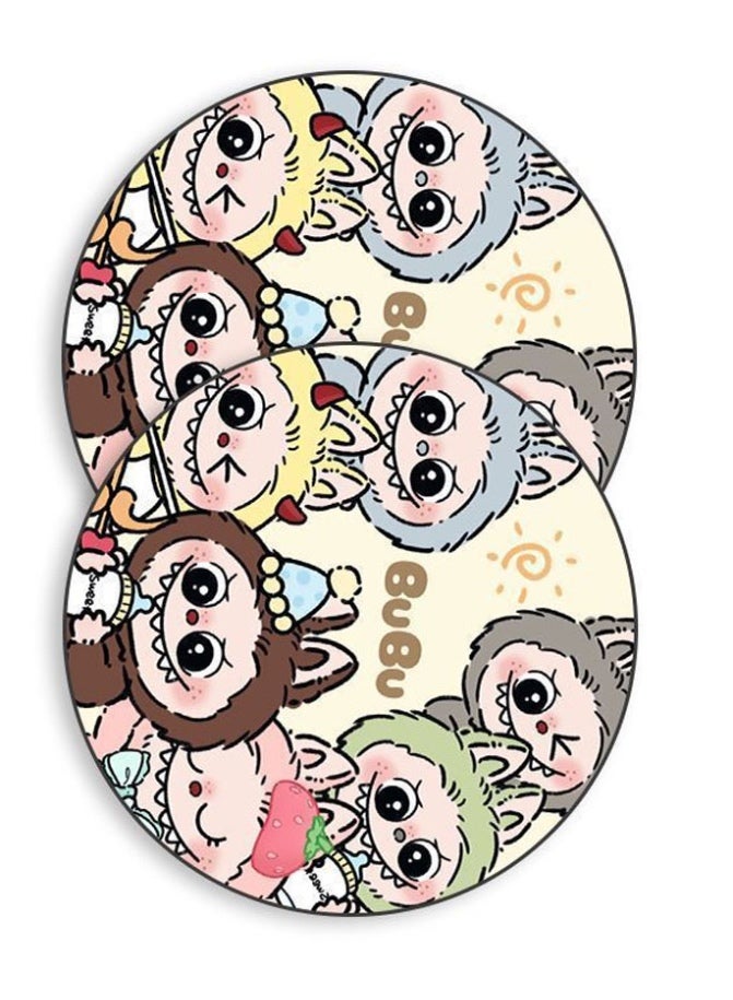 قطعتين قاعدة اكواب سيارة مانعه للانزلاق بتصميم شخصية لابوبو الكرتونية اكسسوار وزينة سيارة مميزة