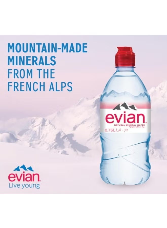 Evian Natural Mineral Water Sports Cap 750ml × 12 Piece - Image 3