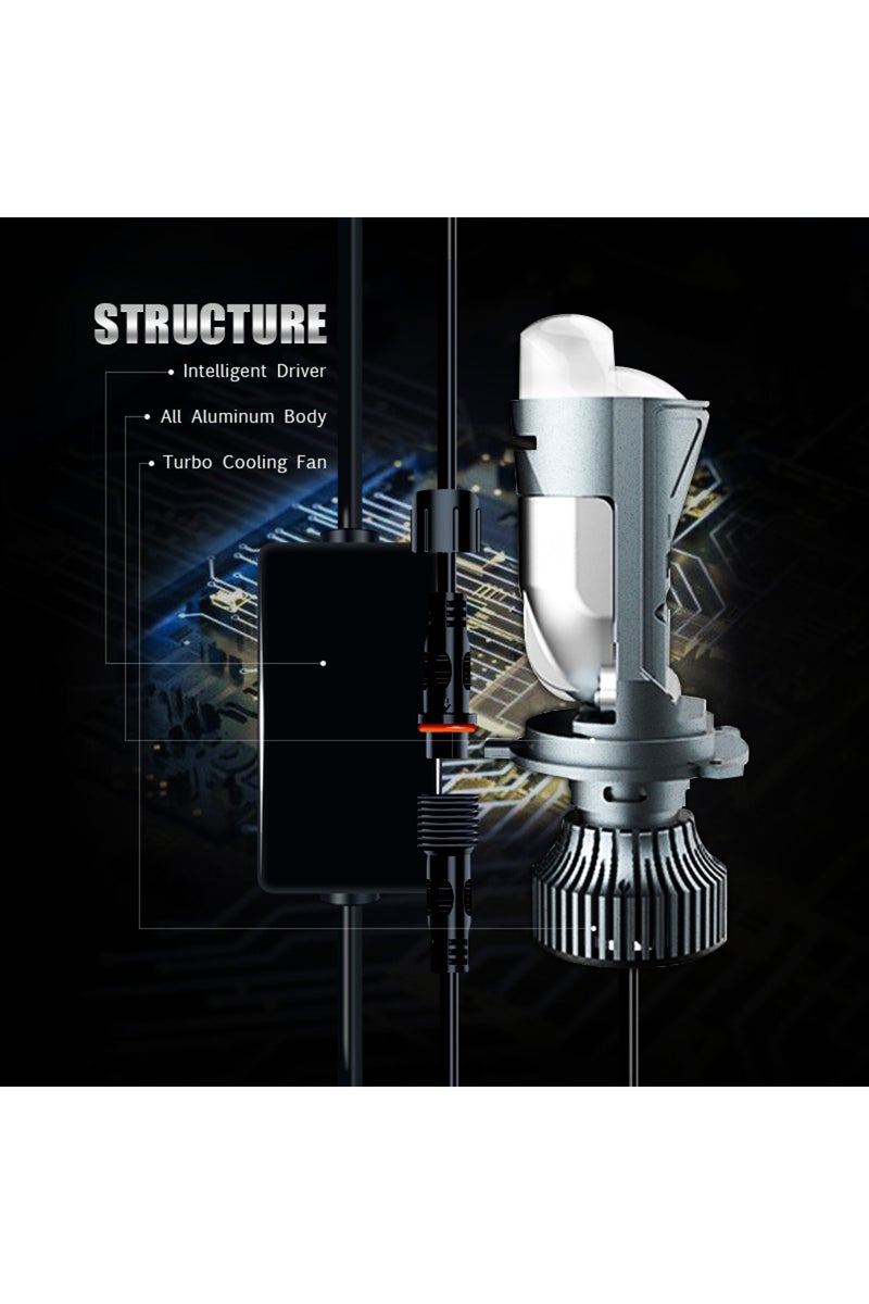 erorex H4/9003/HB2 Hi/Lo 2Pcs High Power Double Mini Lens H4 LED Headlight Bulb Projector Head Lamp High/Lo - Image 4