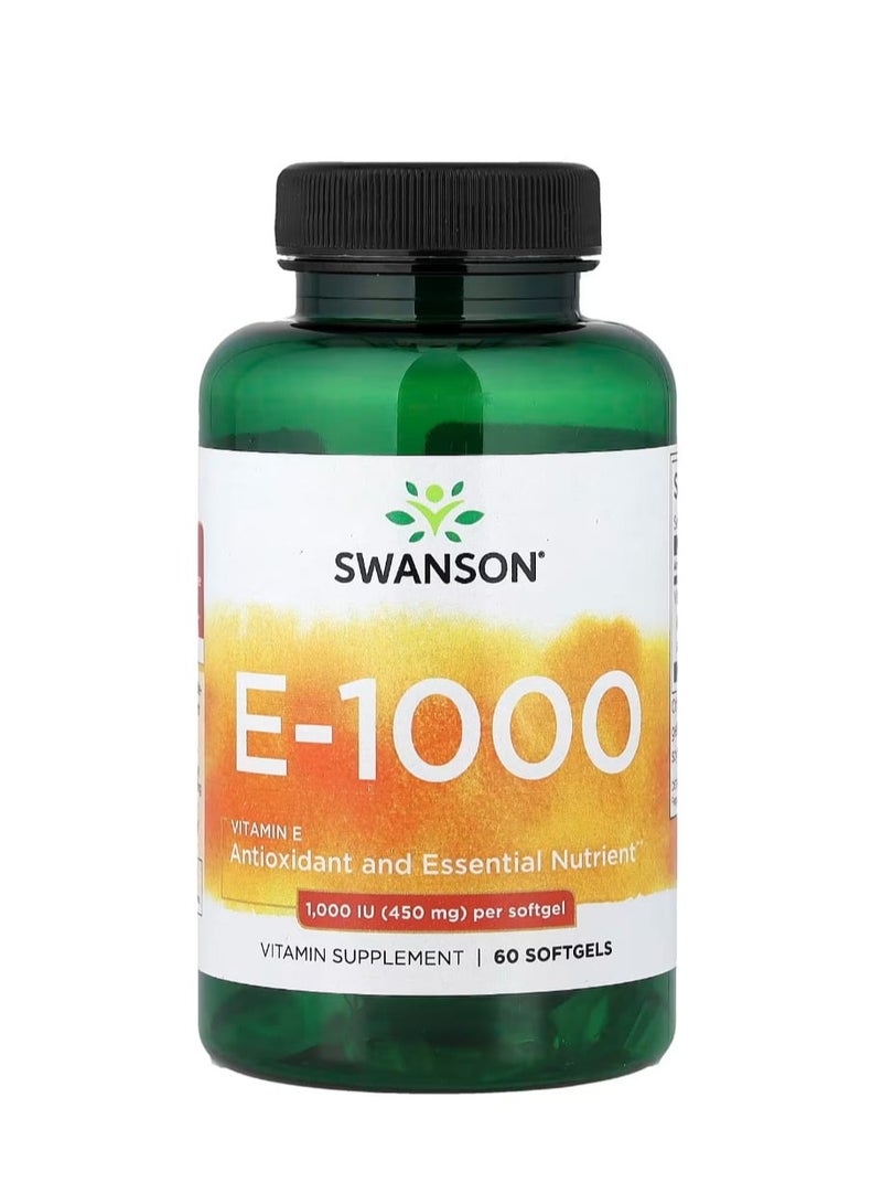 سوانسون فيتامين هـ 1000 وحدة دولية 60 كبسولة هلامية - Image 1