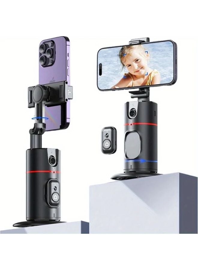Automatic Face Tracking Gimbal P02 Black Retractable Tripod 360 Rotation Gesture Control Fill Light Wireless Remote Smart Phone Holder - Image 1
