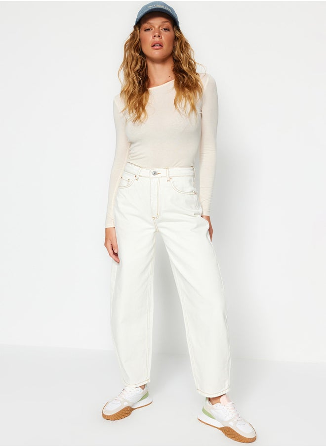 trendyol - White High Waist Barrel Jeans TWOSS23JE00295 - Image 1