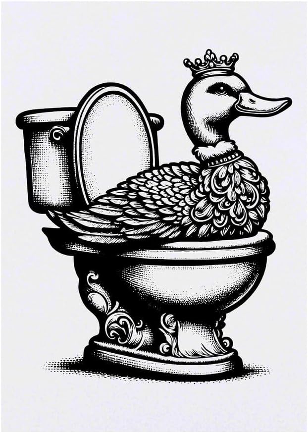 Duck On A Toilet Temporary Tattoo Water Resistant SkinSafe NonToxic Transfer TO00075457
